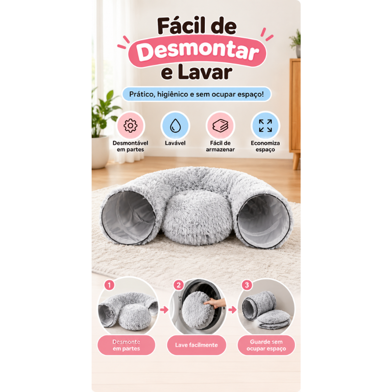 Cama Tunel Gatos 2 em 1