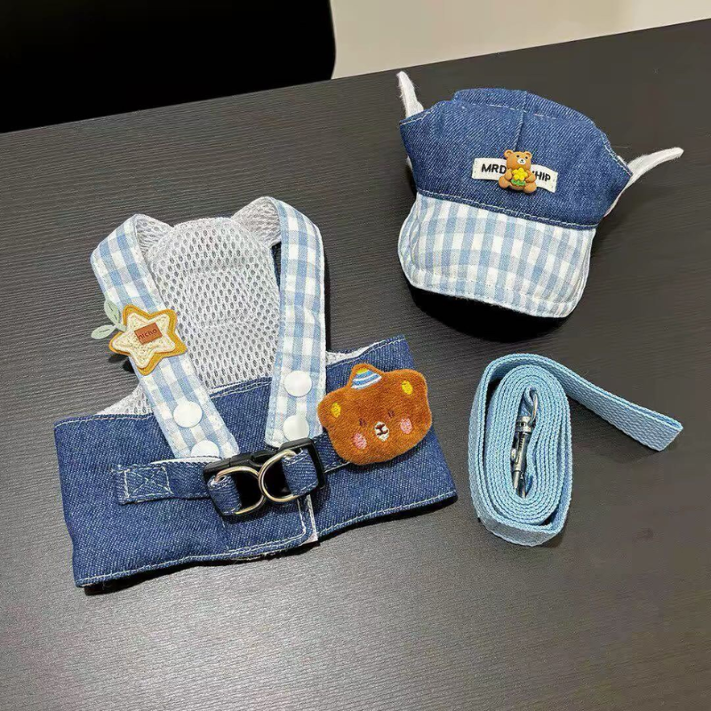 Coleira Peitoral Jeans com Boné