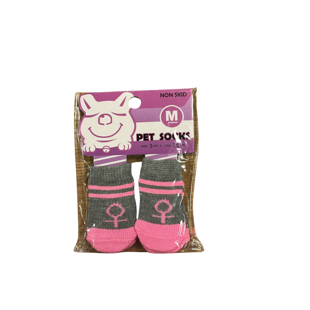 Meia Pet M - Rosa com Cinza