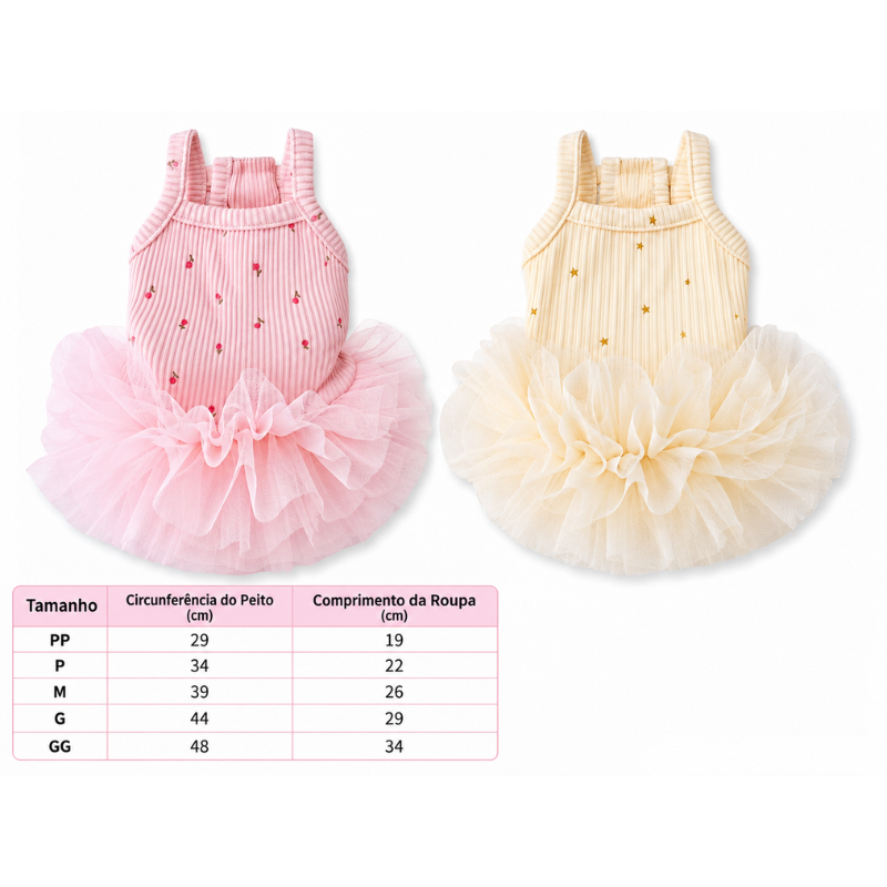 Vestido Pet com Saia Tule