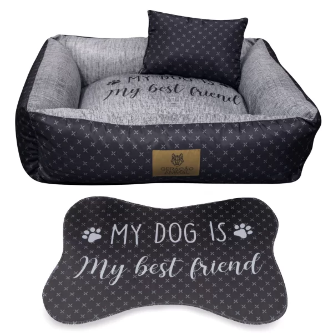 Caminha Para Cachorro My Dog Is Preto e Cinza - M