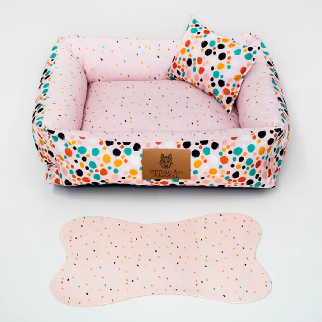 Cama para Cachorro Abstrata Colorido - M