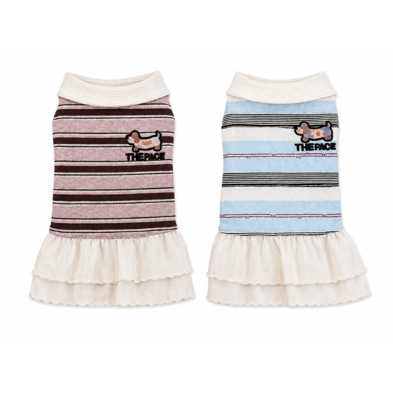 Vestido Pet Listrado com Babados