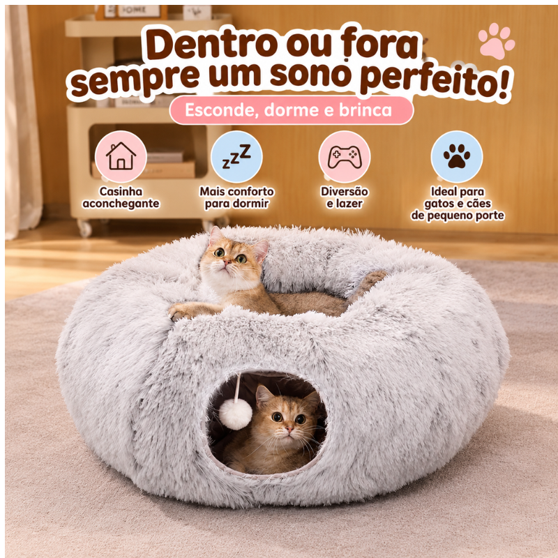 Cama Tunel Gatos 2 em 1