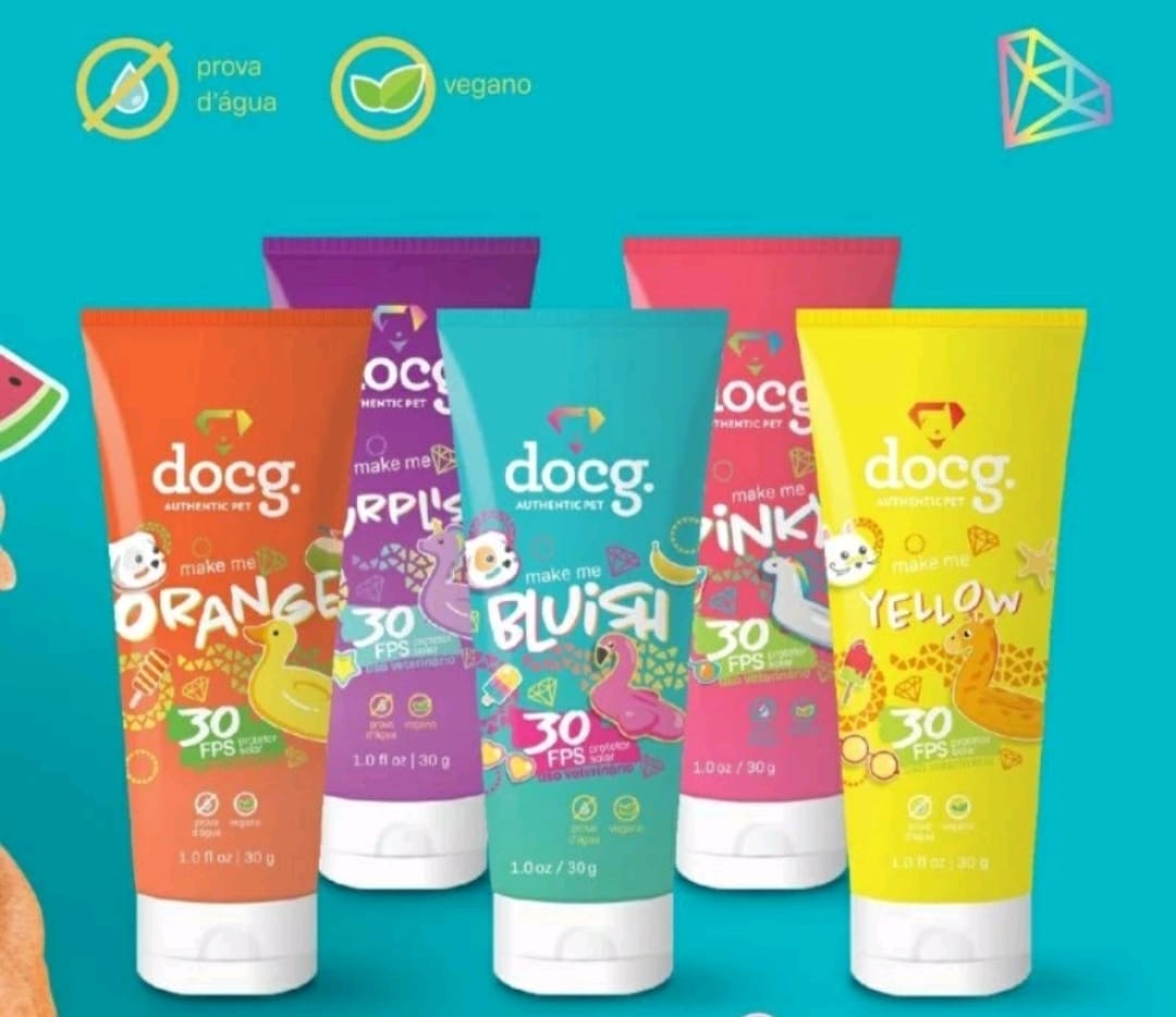 Protetor Solar Para Cachorros e Gatos Colorido Docg Prova Dágua Fps30