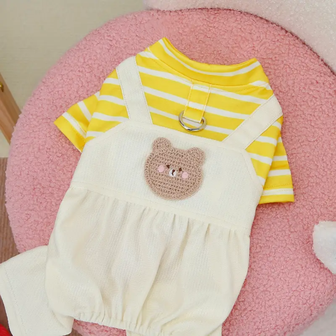 Macacao Listrado Urso Amarelo