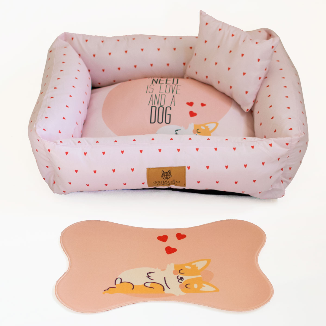 Cama Para Cachorro All You Need Is Love And A Dog Rosa - G