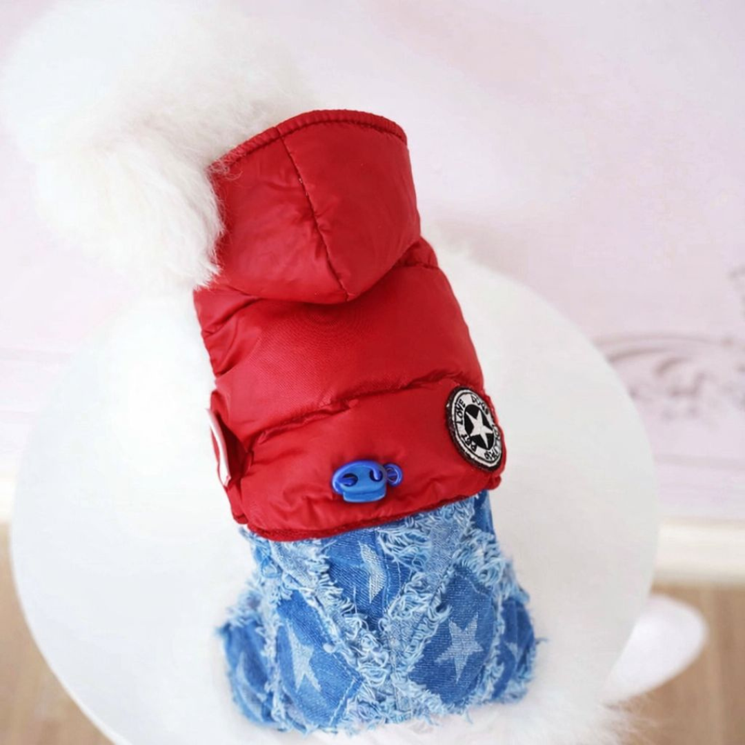 Colete Puffer Com Calça Jeans