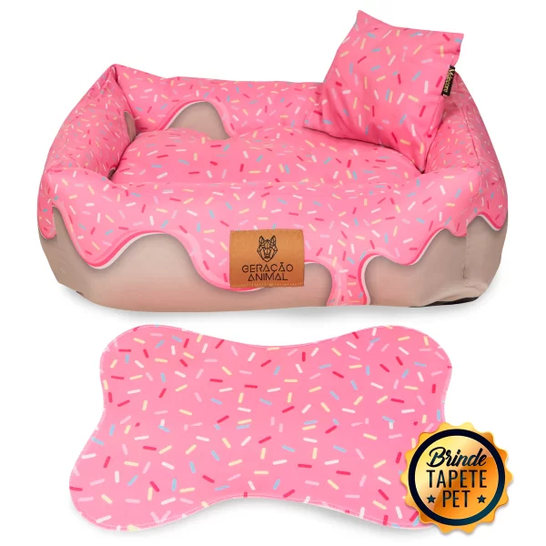 Cama para Cachorro Donuts Rosa