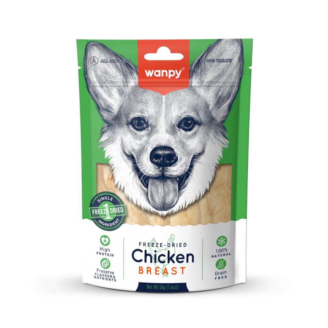 PETISCO PARA CAO WANPY FREEZE DRIED PEITO DE FRANGO 40G