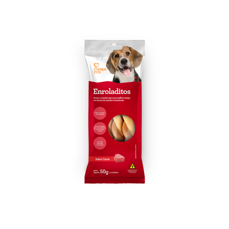 ENROLADITOS - CARNE - PAPAYA PETS - 50G_3U