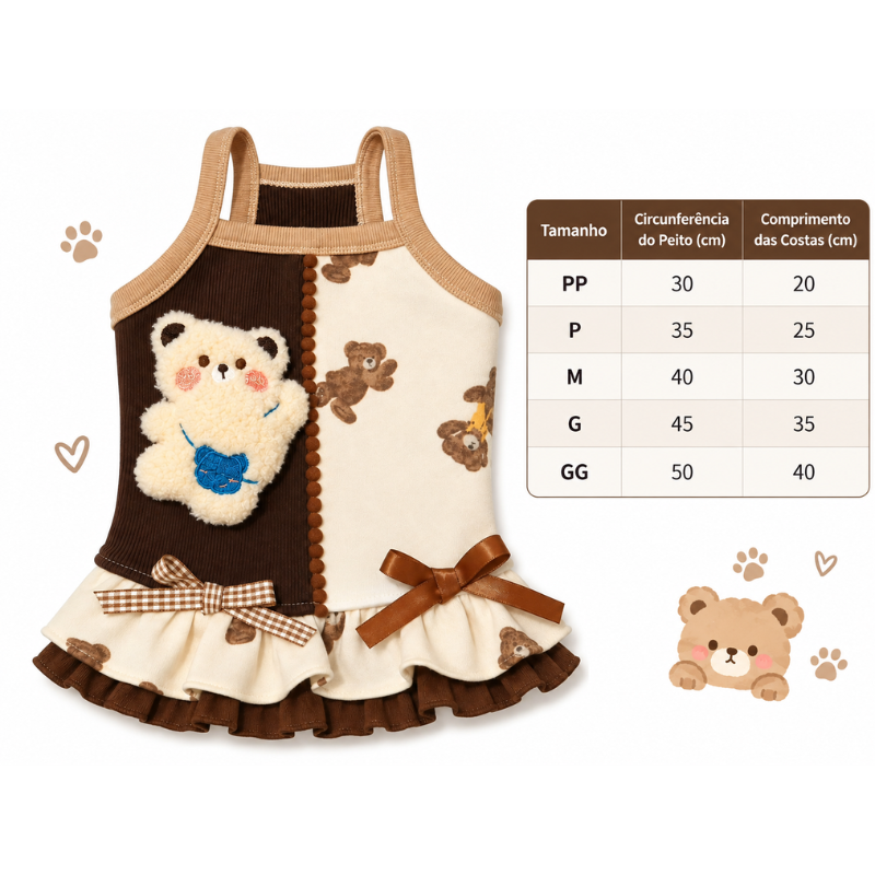 Vestido Pet Ursinho