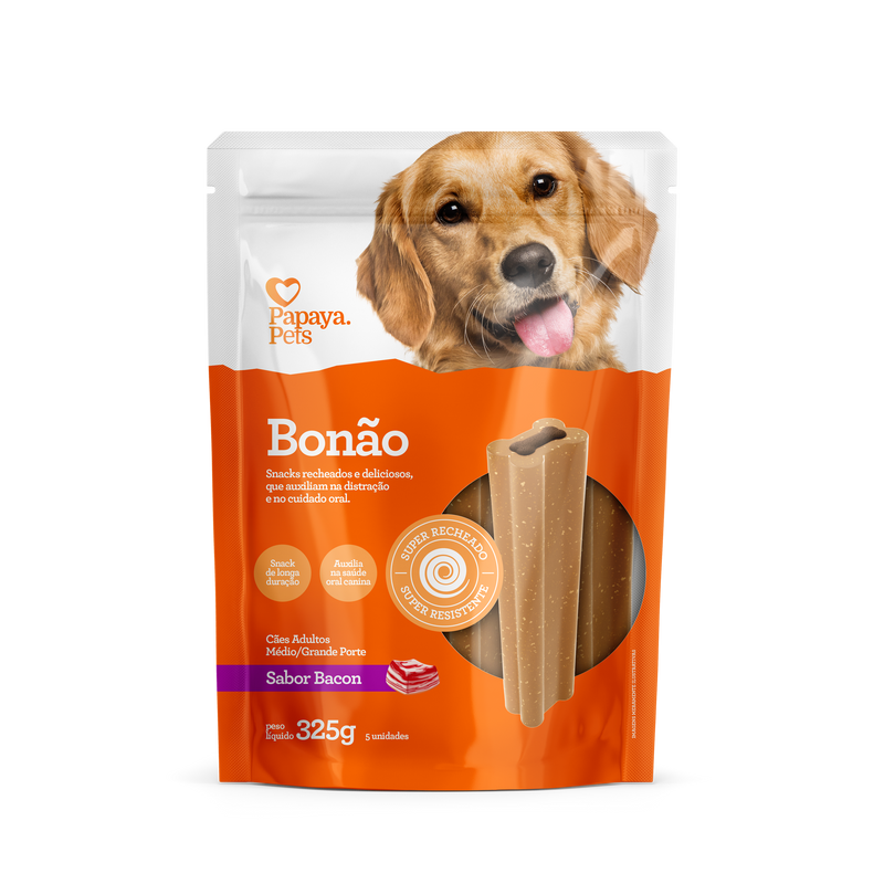BONAO RCS MED E GDES - PAPAYA PETS - BACON - 325G - 5U