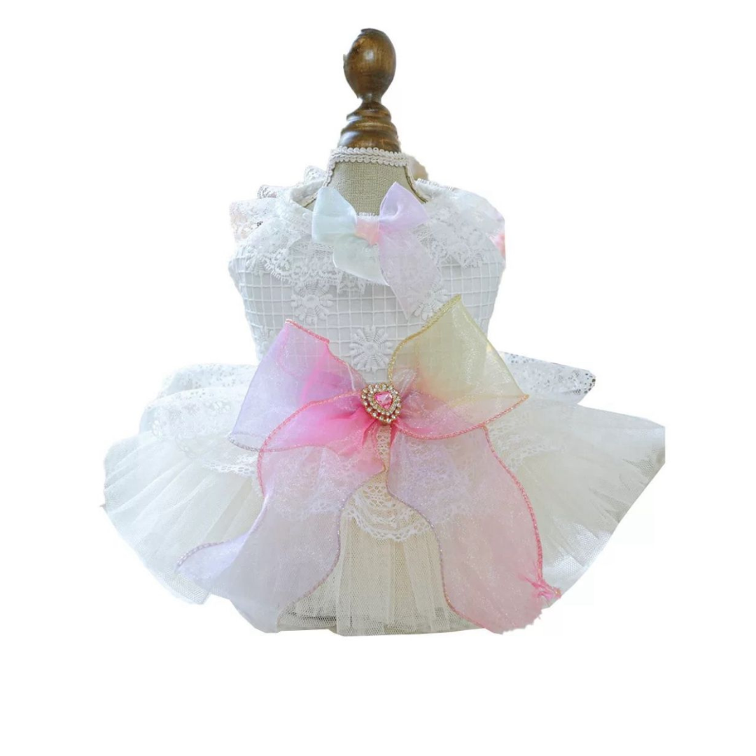 Vestido Cinderela Com Laço Rosa