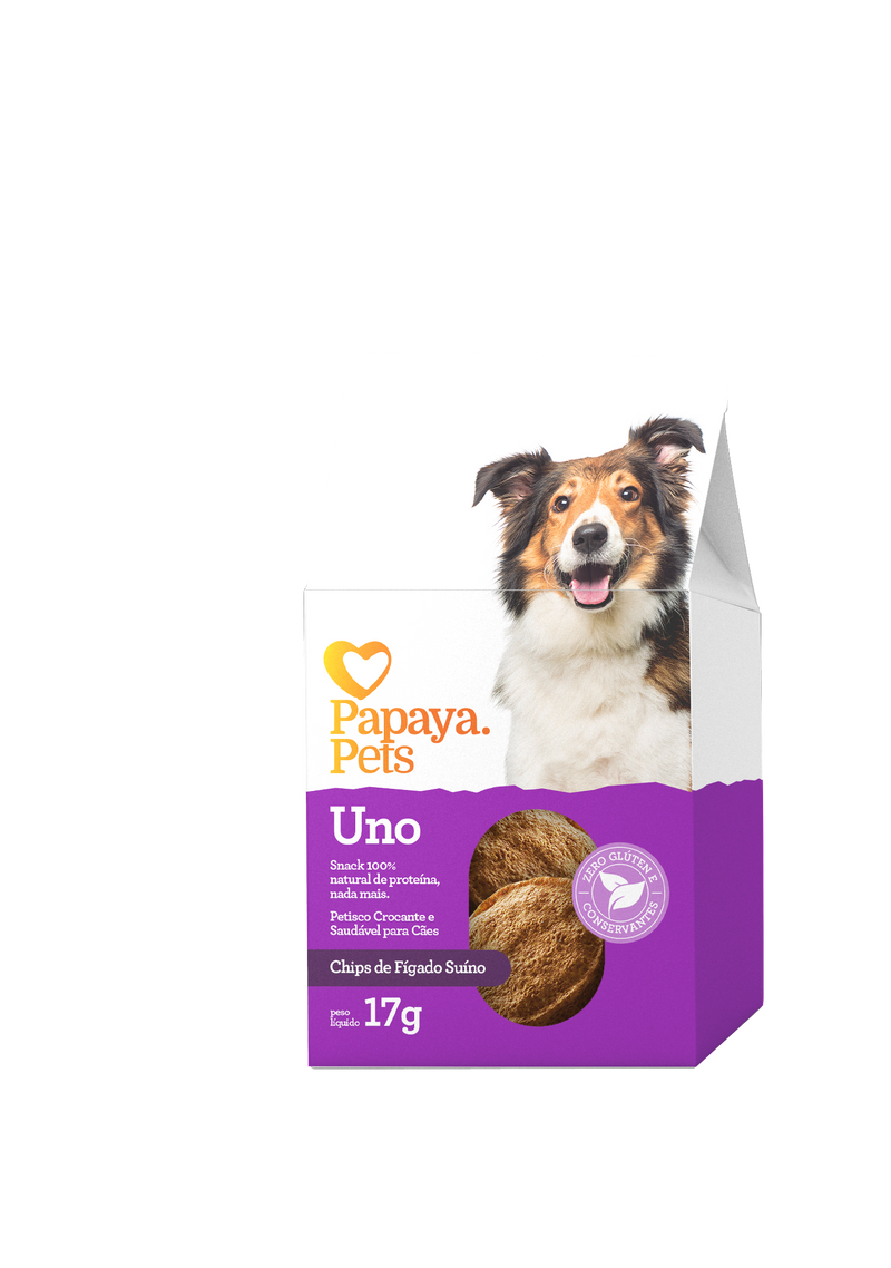 UNO CAES - CHIPS DE FIGADO SUINO - PAPAYA PETS - 17G