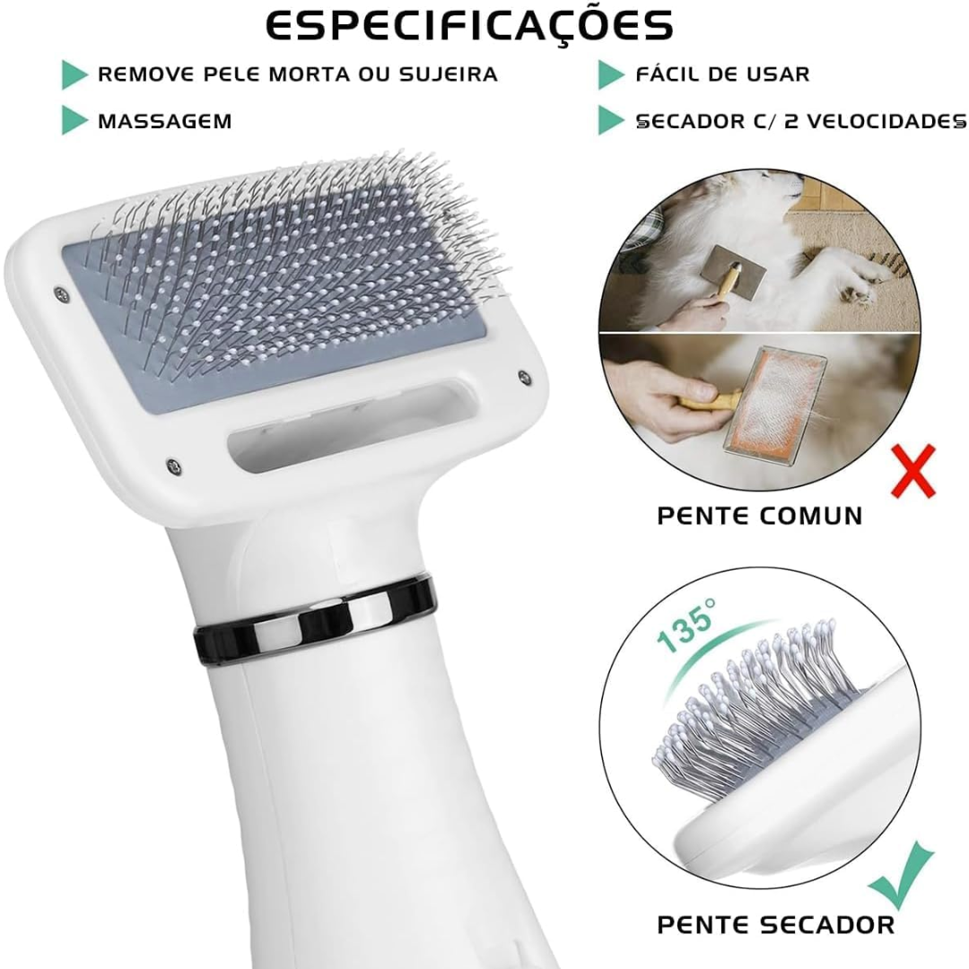 SECADOR DE PELO ESCOVA PENTE PET
