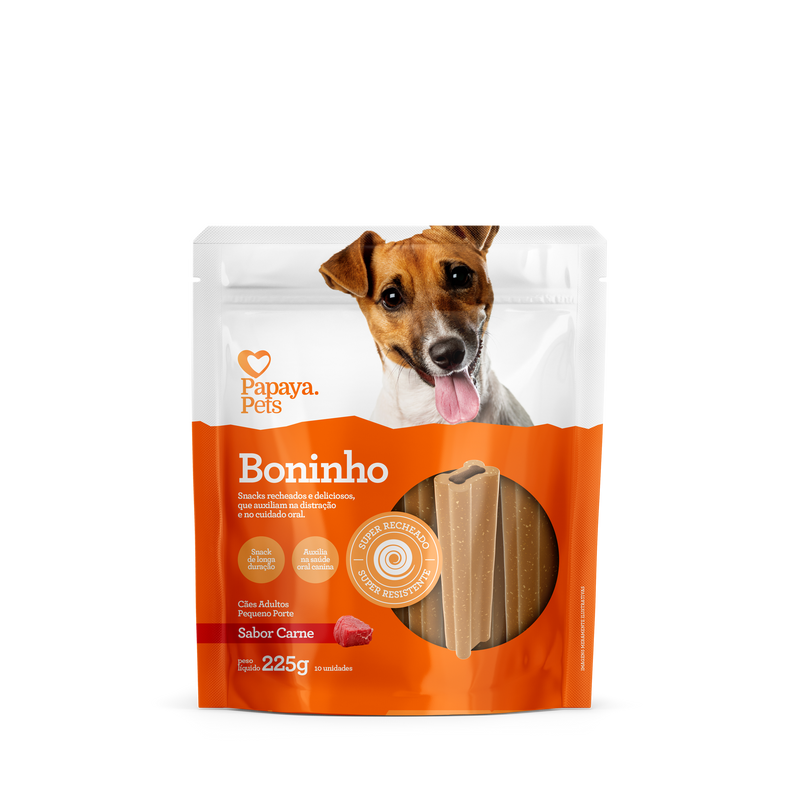 BONINHO RCS PEQ - PAPAYA PETS - CARNE - 225G - 10U