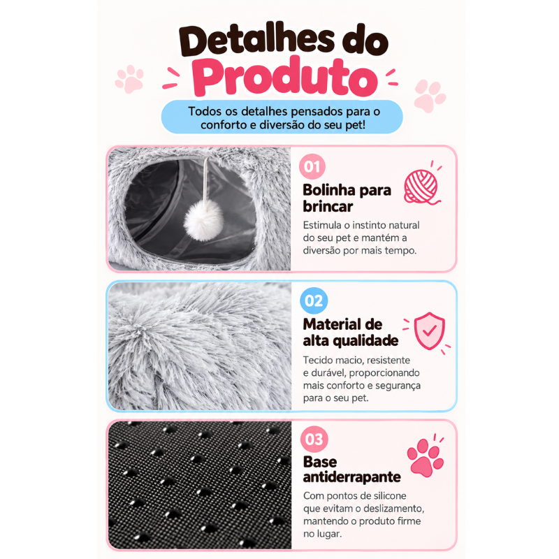 Cama Tunel Gatos 2 em 1