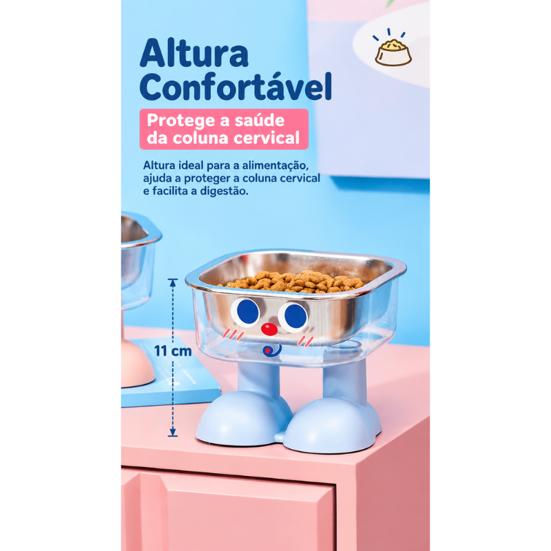 Comedouro Elevado Pezinho Inox