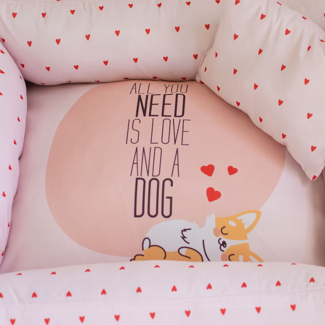 Cama Para Cachorro All You Need Is Love And A Dog Rosa - G