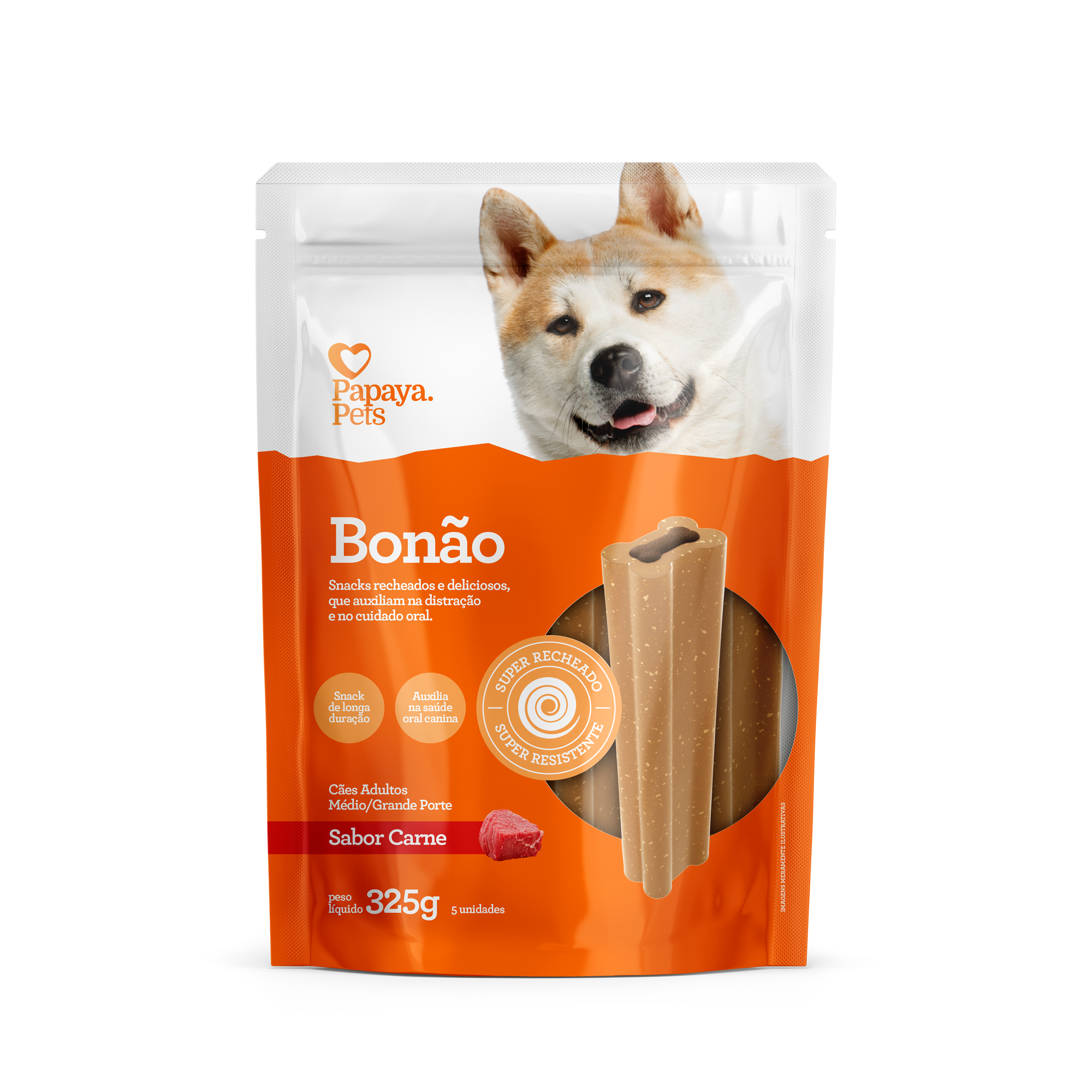 BONAO RCS MED E GDES - PAPAYA PETS - CARNE - 325G - 5U