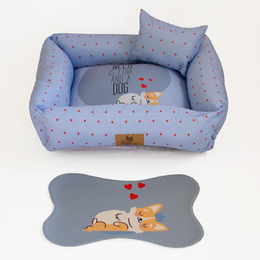 Cama Para Cachorro All You Need Is Love And A Dog Azul - M