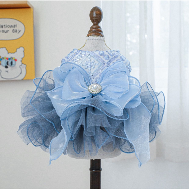 Vestido Cinderela Com Laço Azul