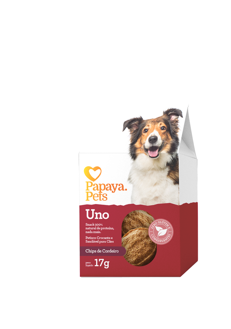 UNO CAES - CHIPS DE CORDEIRO - PAPAYA PETS - 17G