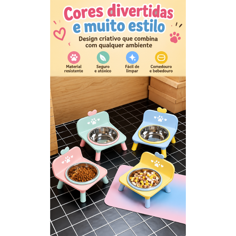 Comedouro Simples Elevado Plastico