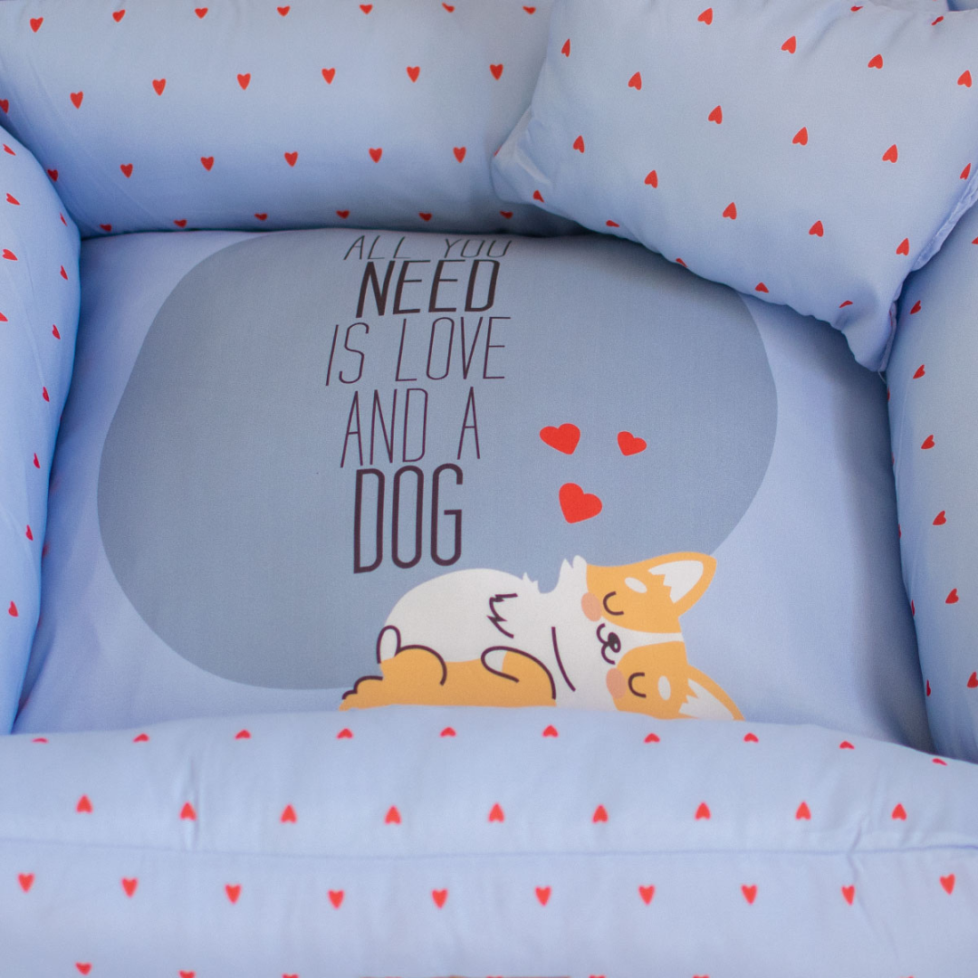 Cama Para Cachorro All You Need Is Love And A Dog Azul - M