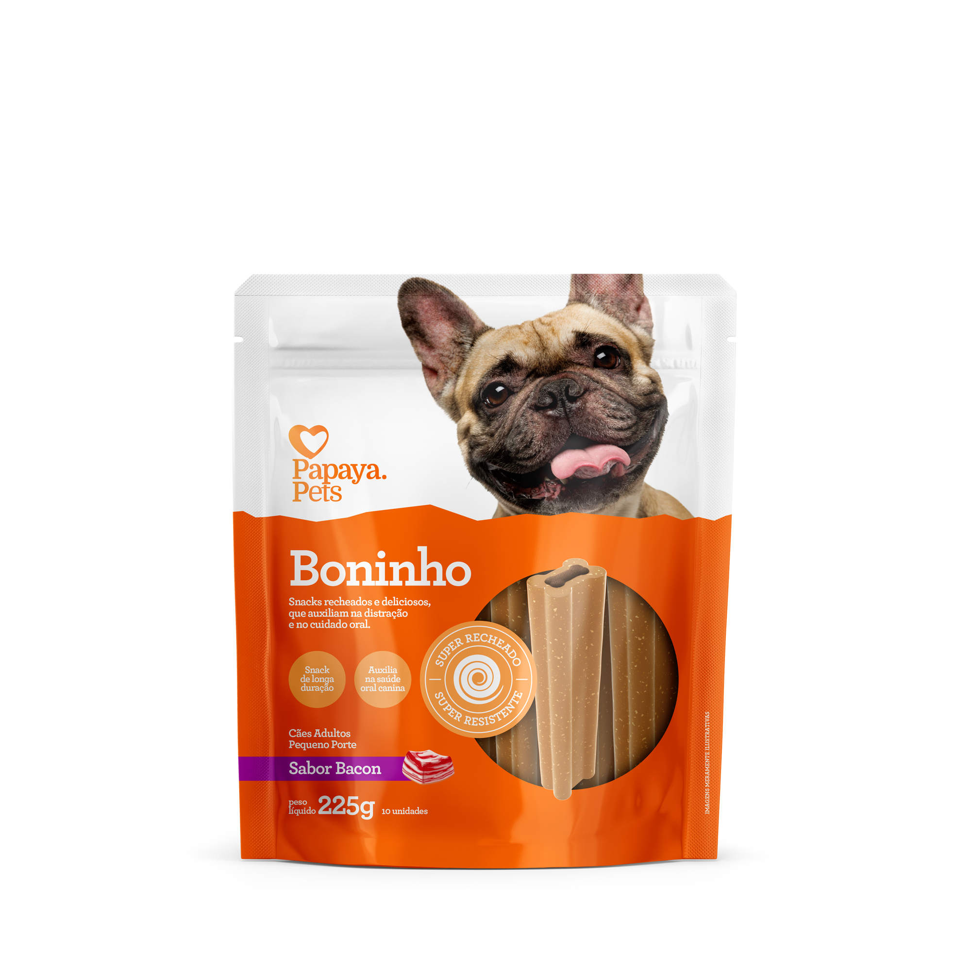 BONINHO RCS PEQ - PAPAYA PETS - BACON - 225G - 10U