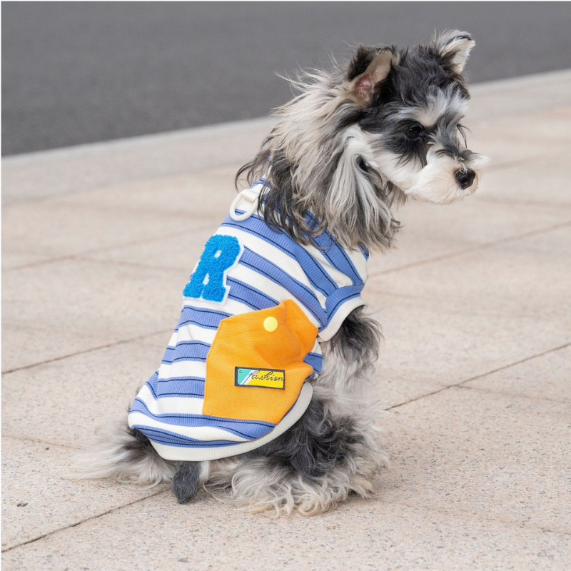 Camiseta Pet Listrada com Bolso e Argola