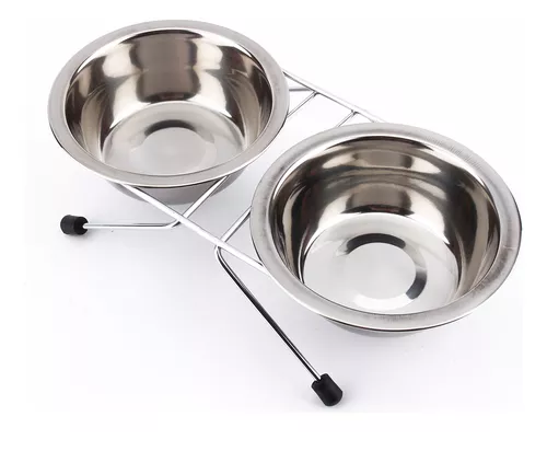 Comedouro Duplo Inox Elevado