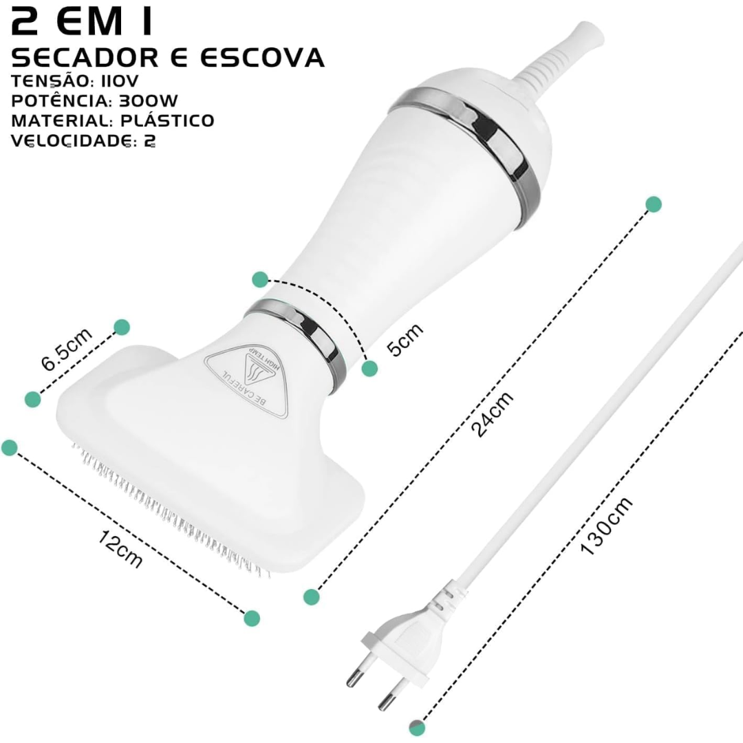 SECADOR DE PELO ESCOVA PENTE PET